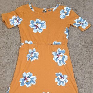Old Navy/Skater Dress/Girls M 8/Mustard Yellow/Blue Floral Cute